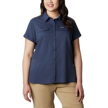 Columbia Silver Ridge Lite Short Sleeve Plus Size, Camisa Azul Marino Para Mujer | 704165-GJW